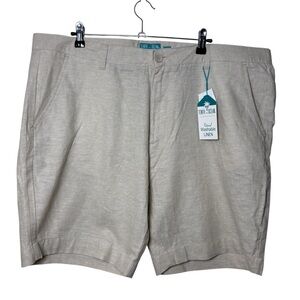 Tenth & Ocean Linen Blend Shorts Men Size 42 Classic Beige Tan Preppy Resort NWT